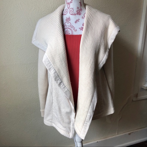 Sonoma Sweaters - Sonoma Ivory Open Cardigan with Large Collar XL